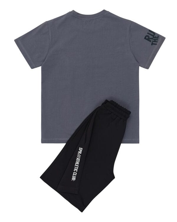 Παιδικό σετ ανθρακί-μαύρο με σορτς Basket Rules - Image 3