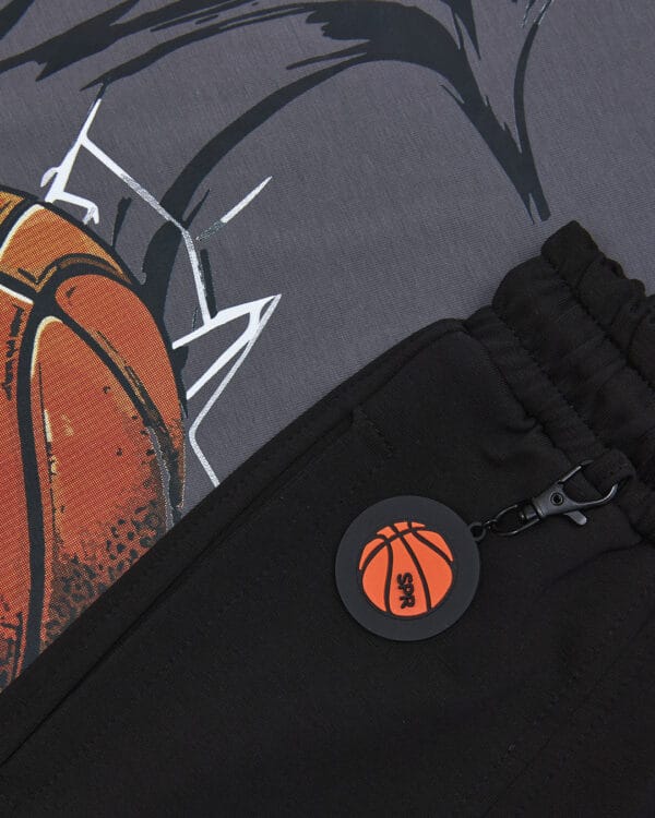 Παιδικό σετ ανθρακί-μαύρο με σορτς Basket Rules - Image 2