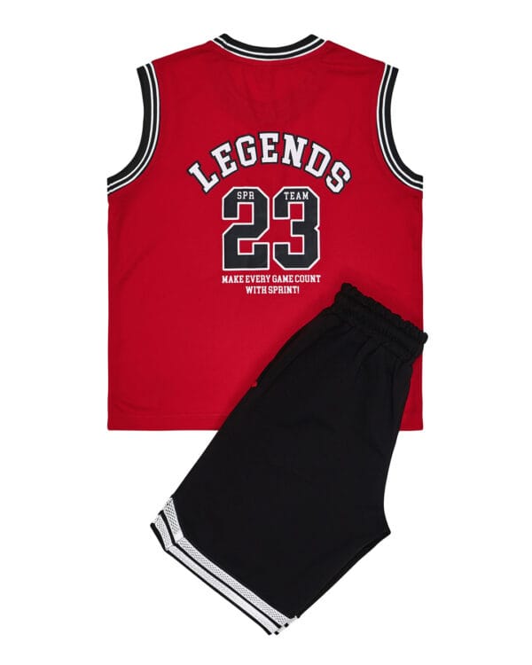 Παιδικό σετ αμάνικο κόκκινο-μαύρο με σορτς Legends - Image 4