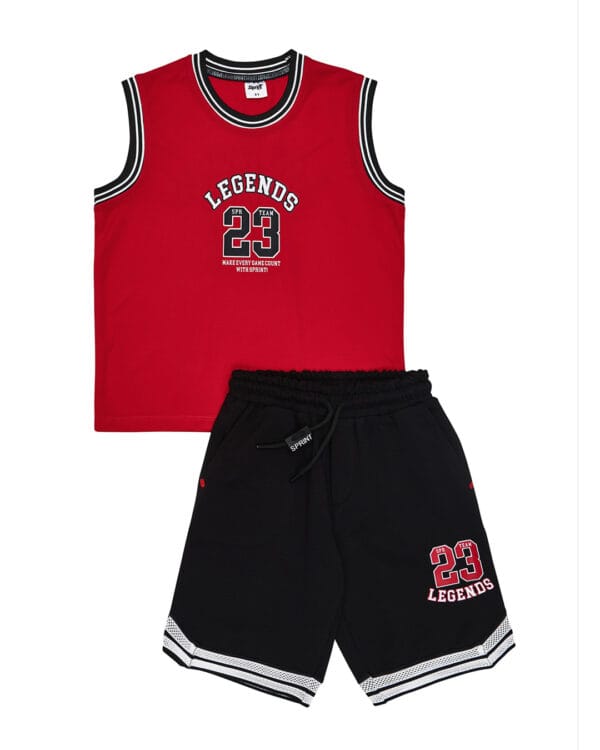 Παιδικό σετ αμάνικο κόκκινο-μαύρο με σορτς Legends