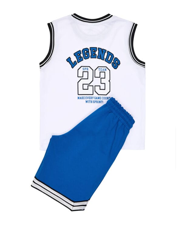 Παιδικό σετ αμάνικο λευκό-μπλε με σορτς Legends - Image 4