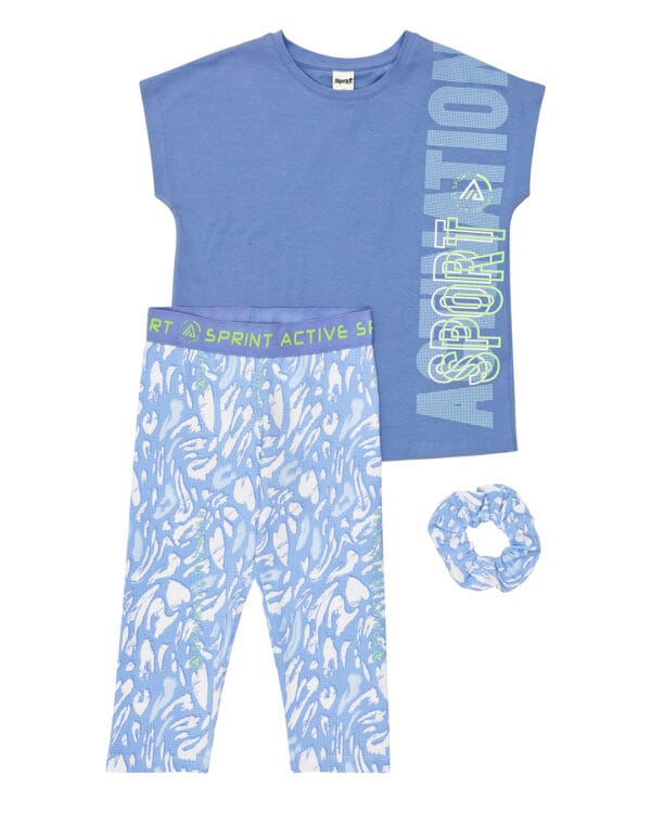 Παιδικό σετ σιελ με capri κολάν και scrunchie Sport