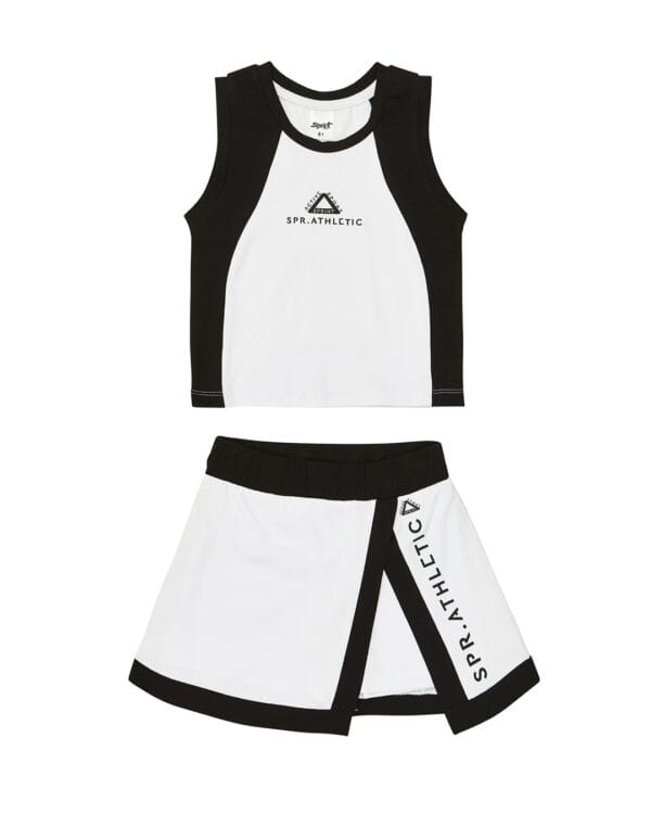Παιδικό σετ λευκό-μαύρο με σορτς-φούστα