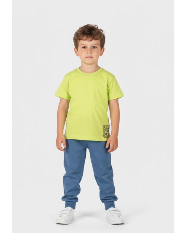 Παιδικό σετ φόρμας αχνούδιαστο μπλε-fluo lime Dino city (3τμχ) - Image 3