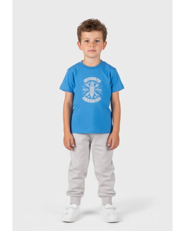 Παιδικό σετ φόρμας αχνούδιαστο γκρι-μπλε ηλεκτρίκ Lake (3τμχ) - Image 2