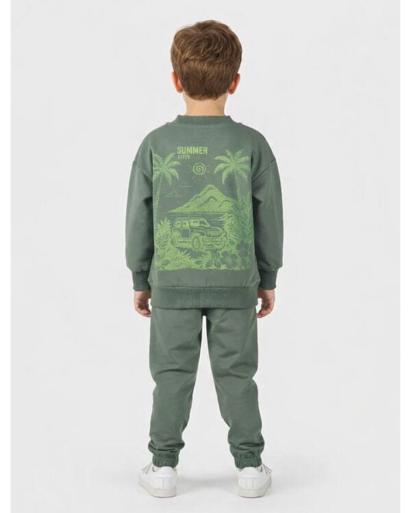 Παιδικό σετ φόρμας αχνούδιαστο λαδί με ζακέτα Oasis (2τμχ) - Image 2