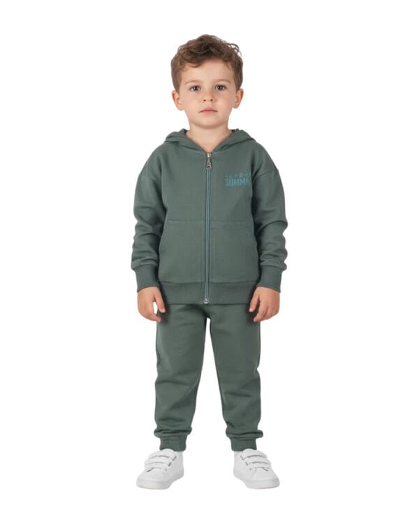 Παιδικό σετ φόρμας αχνούδιαστο λαδί με ζακέτα Oasis (2τμχ)