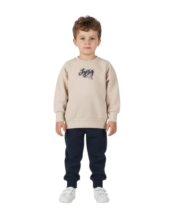 Παιδικό σετ φόρμας αχνούδιαστο μπεζ-μπλε σκούρο Crew