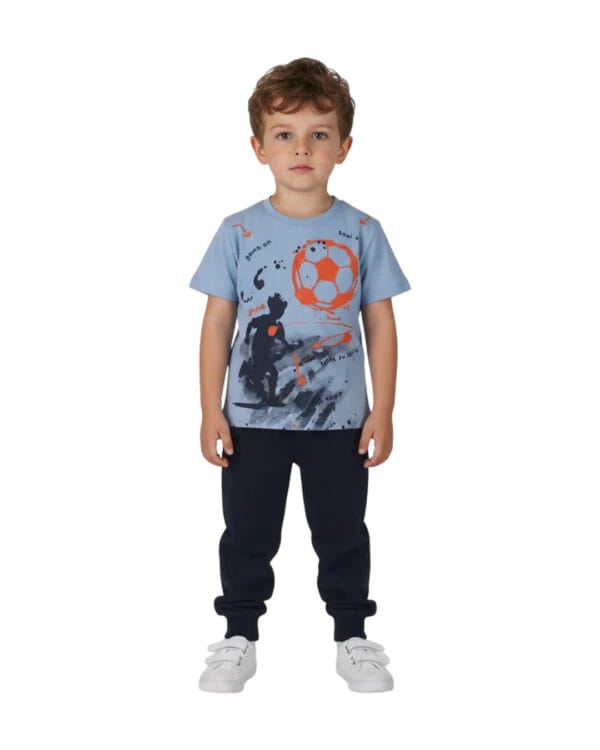 Παιδικό σετ φόρμας γαλάζιο-μπλε σκούρο Soccer boy