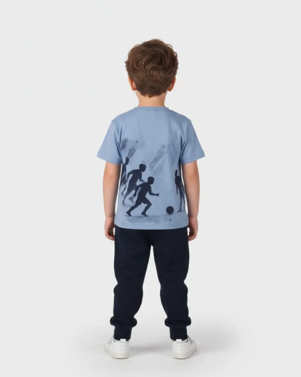 Παιδικό σετ φόρμας γαλάζιο-μπλε σκούρο Soccer boy - Image 2