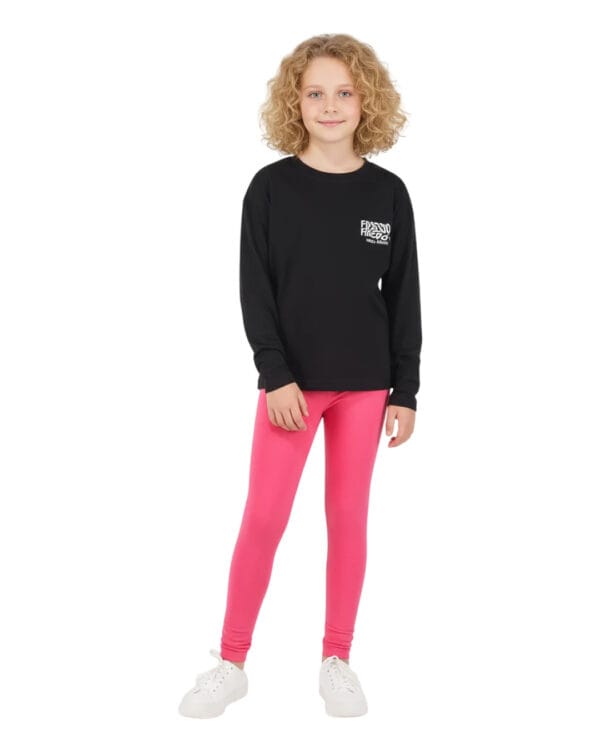 Παιδικό σετ αχνούδιαστο μαύρο-φούξια με κολάν Butterflies