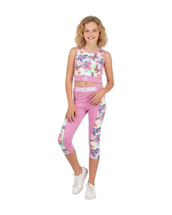 Παιδικό σετ μενεξεδί Floral με κολάν capri Allover variety