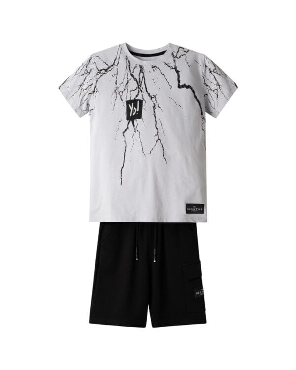 Παιδικό σετ γκρι-μαύρο με σορτς
