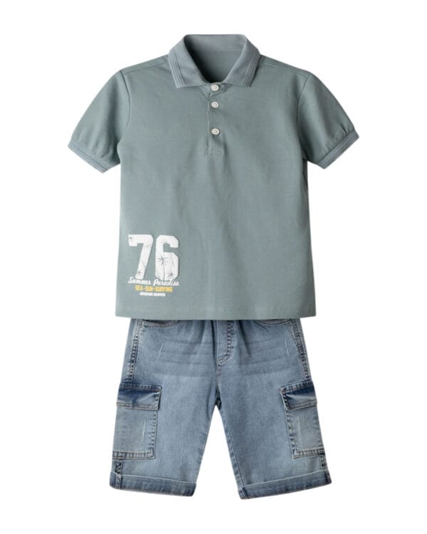 Παιδικό σετ φυστικί με βερμούδα cargo