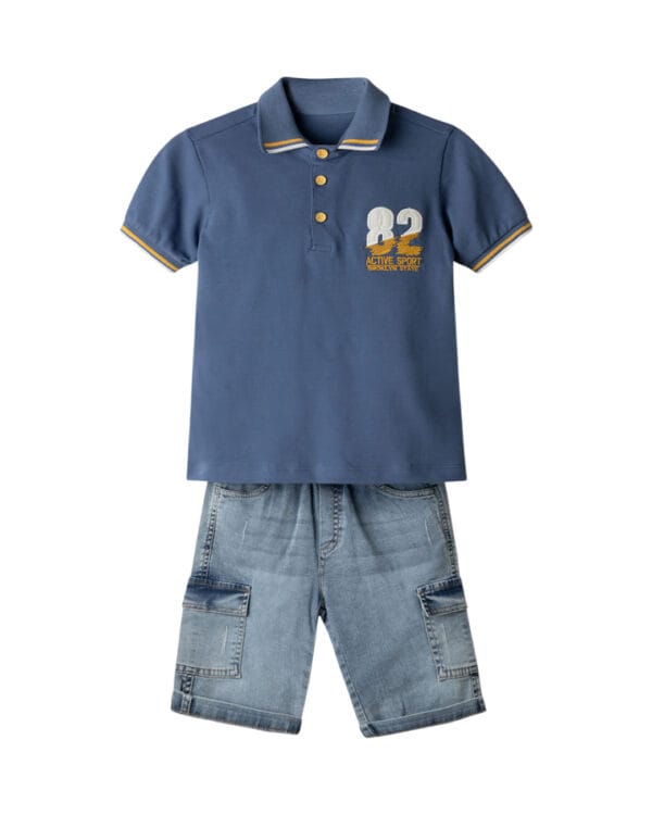 Παιδικό σετ μπλε με βερμούδα cargo