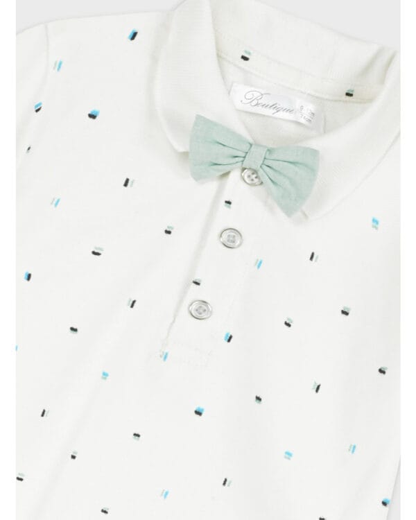 Βρεφικό σετ λευκό-βεραμάν με σαλοπέτα και παπιγιόν - Image 3