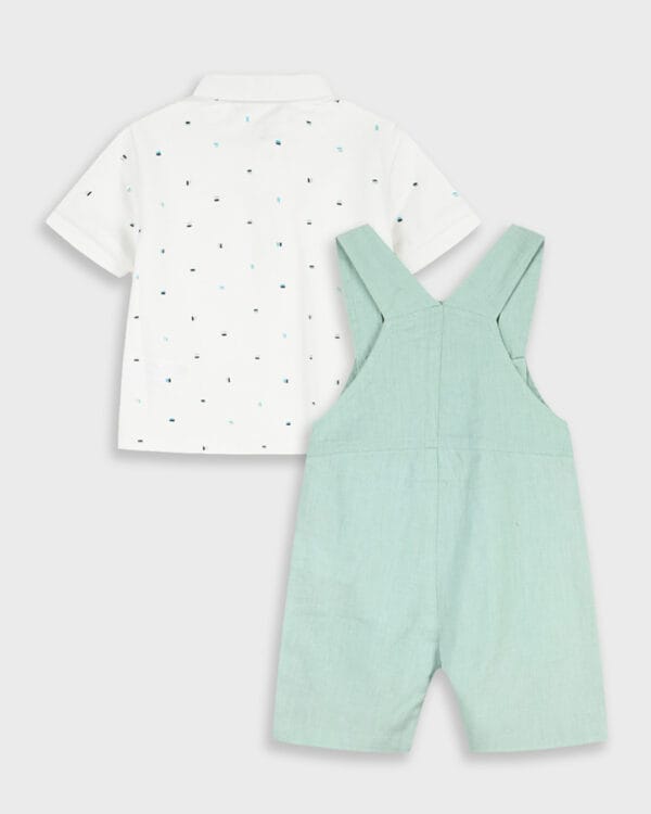 Βρεφικό σετ λευκό-βεραμάν με σαλοπέτα και παπιγιόν - Image 4