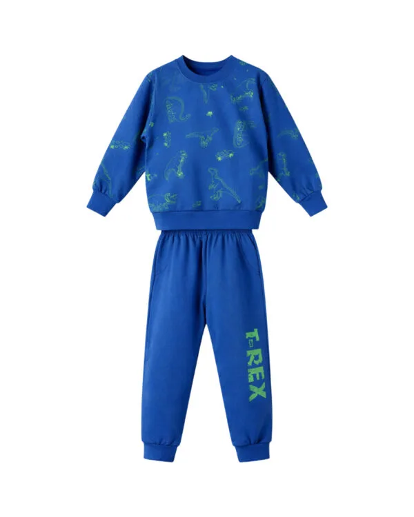 Παιδικό σετ φόρμας αχνούδιαστο μπλε Dino