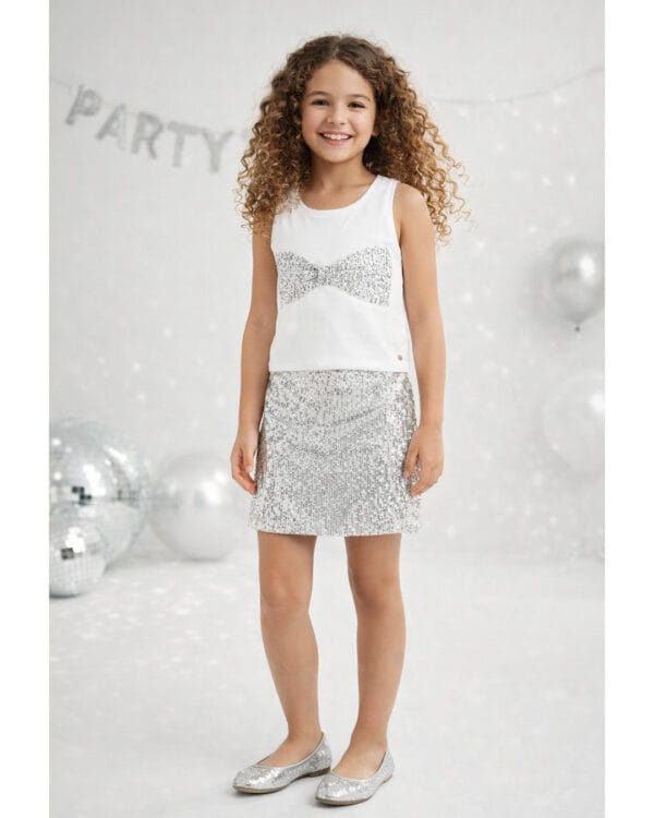 Παιδικό σετ ζαχαρί-ασημί παγιέτα με φούστα - Image 2