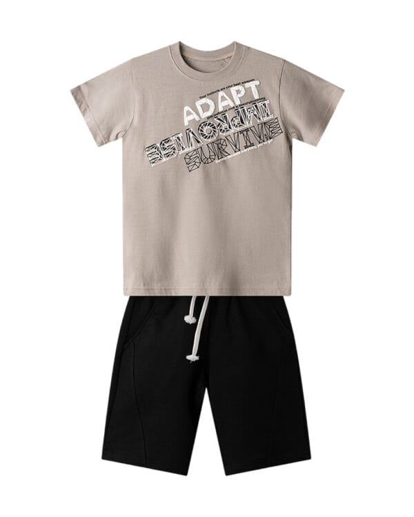 Παιδικό σετ γκρι-μαύρο με σορτς