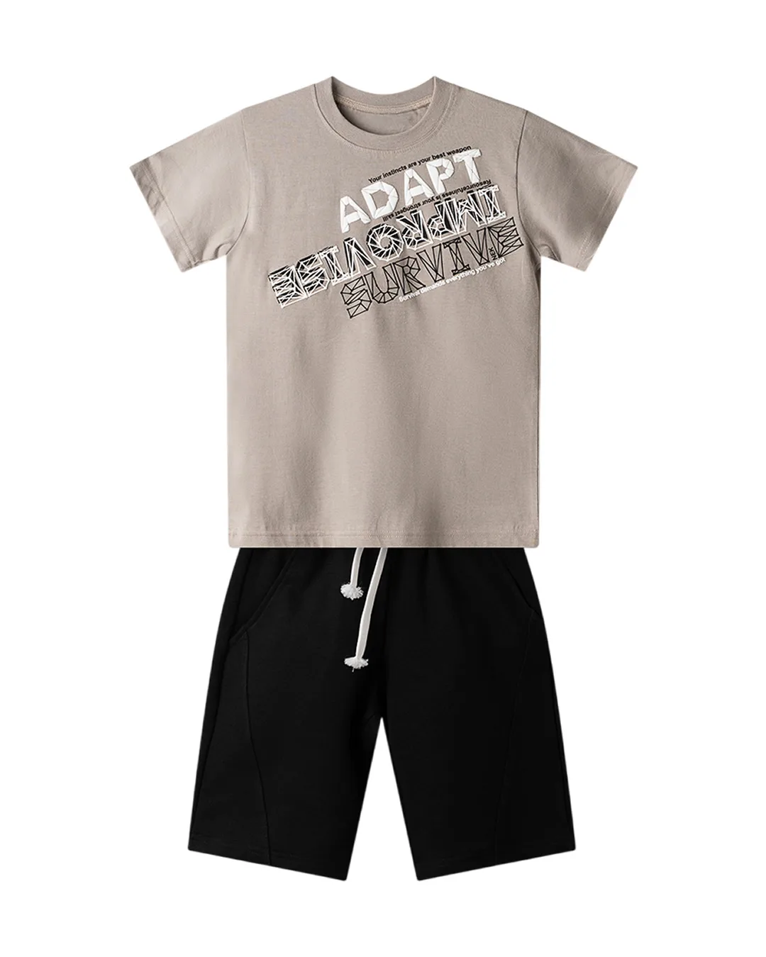 Παιδικό σετ γκρι-μαύρο με σορτς - Image 1