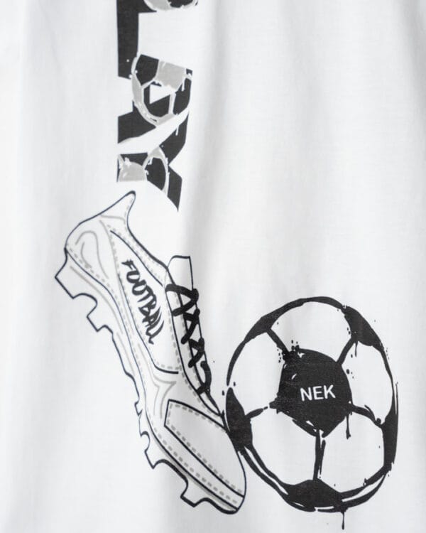Παιδικό σετ λευκό-μαύρο Football με σορτς - Image 3