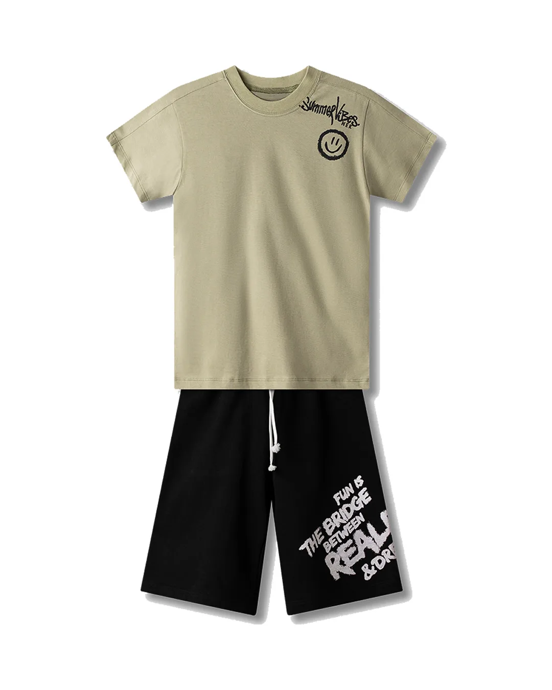 Παιδικό σετ λαδί-μαύρο με σορτς - Image 1