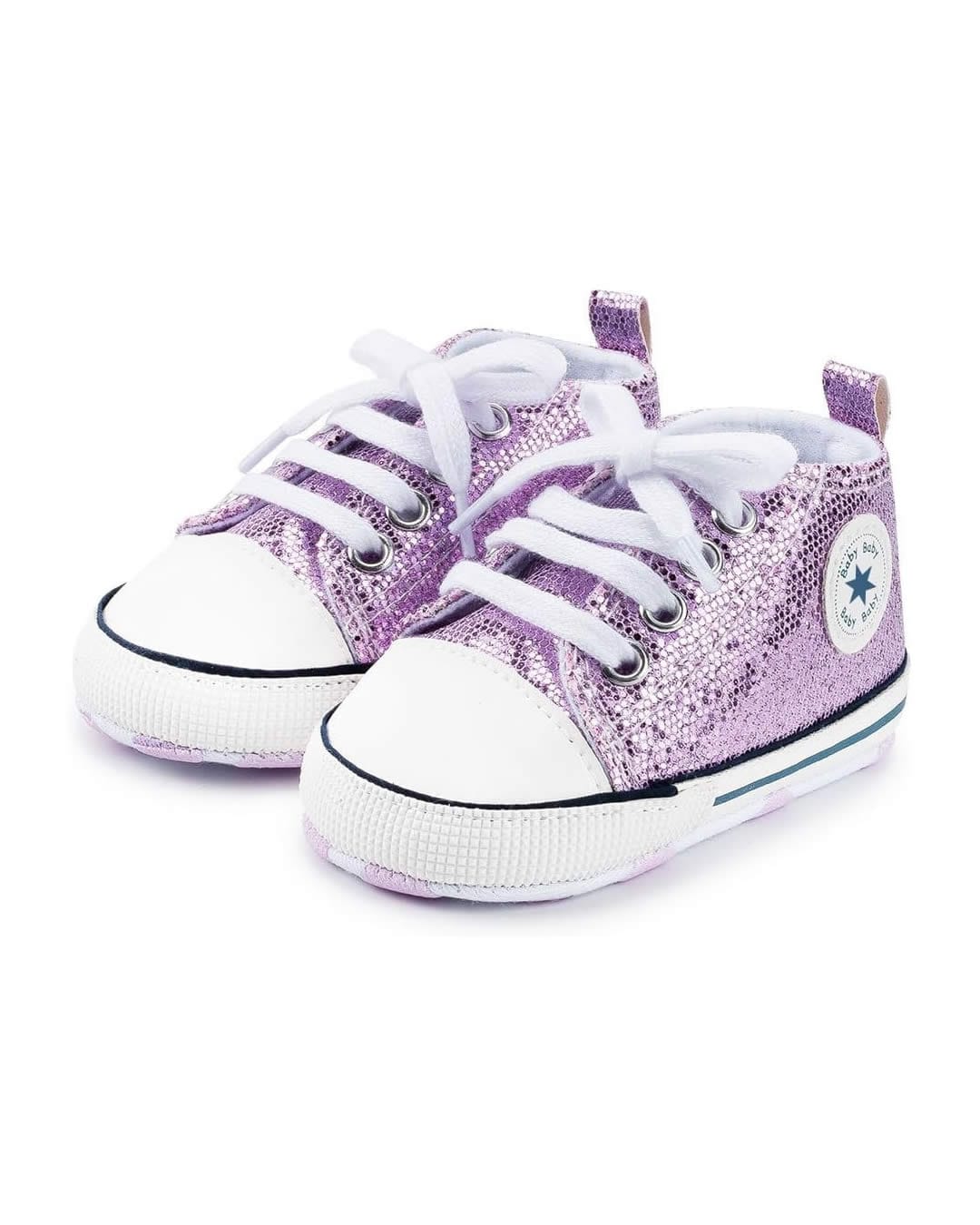 glitter_mov Παπουτσάκια αγκαλιάς τύπου σταράκια glitter λιλά - Image 1