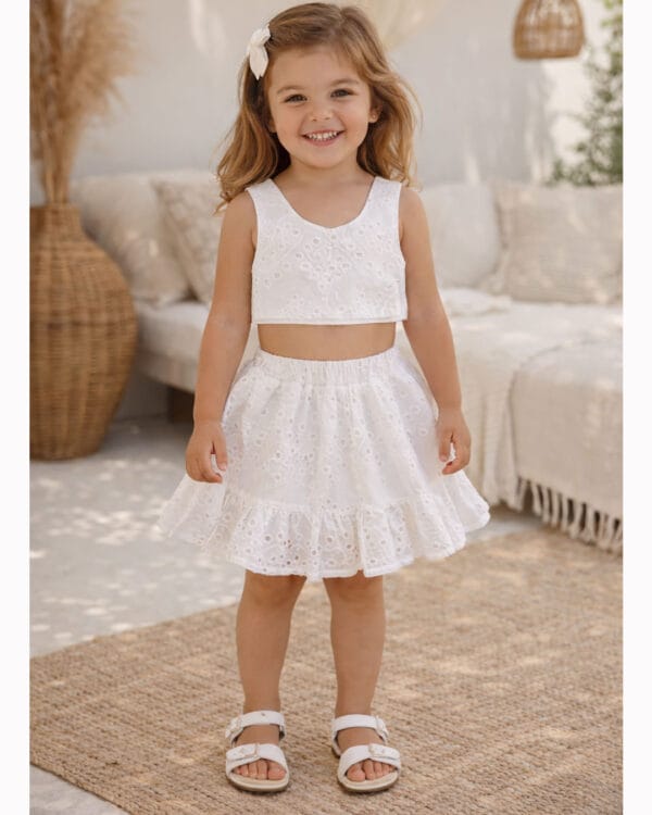Παιδικό σετ λευκό κιπούρ φούστα - Image 2
