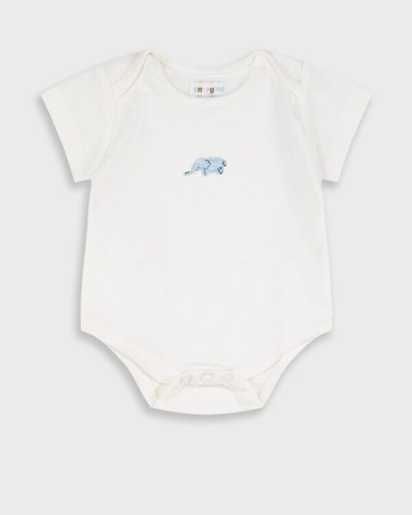 Βρεφικά κορμάκια λευκά-γαλάζια Ζωάκια (5τμχ) - Image 5