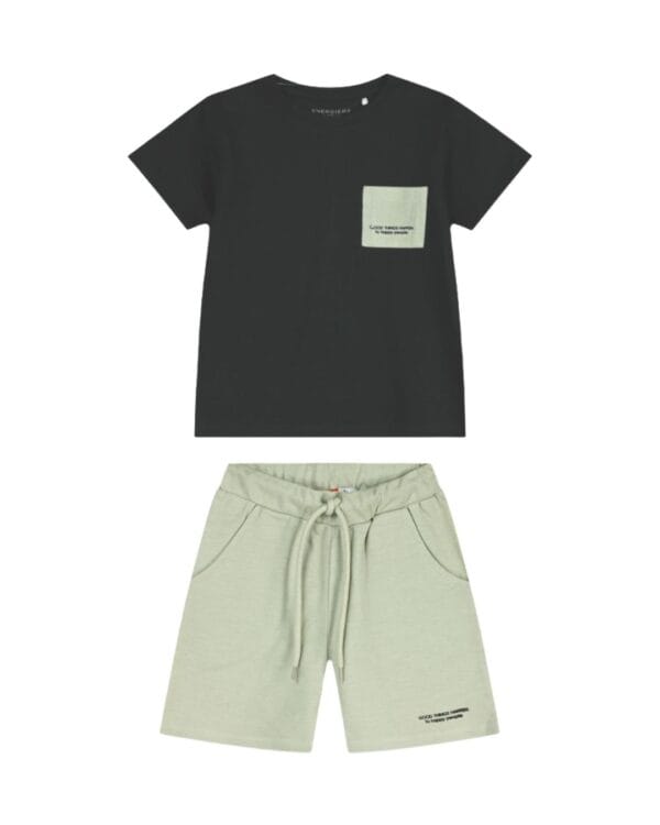 Παιδικό σετ μαύρο-μπεζ με σορτς
