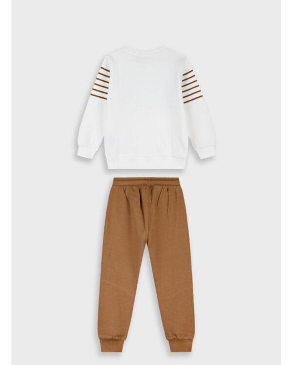 Παιδικό σετ φόρμας αχνούδιαστο λευκό-καφέ - Image 3