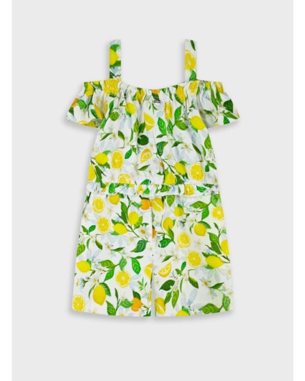 Παιδική ολόσωμη φόρμα λευκή με λεμόνια - Image 4