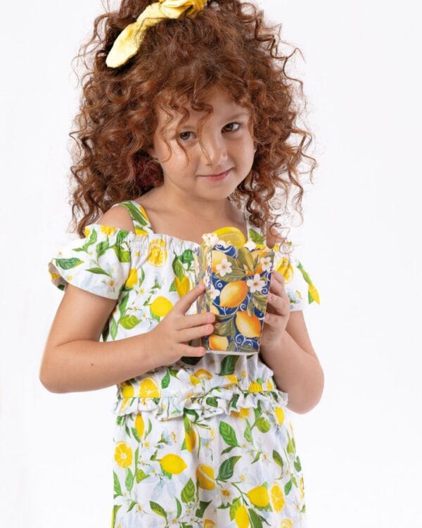 Παιδική ολόσωμη φόρμα λευκή με λεμόνια - Image 2