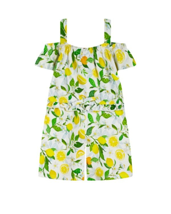 Παιδική ολόσωμη φόρμα λευκή με λεμόνια