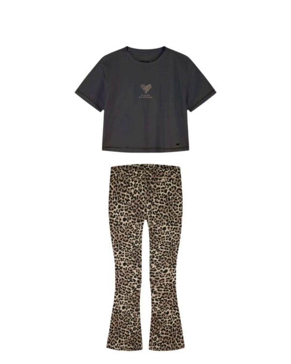 Παιδικό σετ μαύρο-λεοπάρ με κολάν καμπάνα