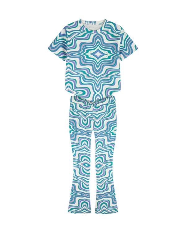 Παιδικό σετ allover emerald με κολάν καμπάνα