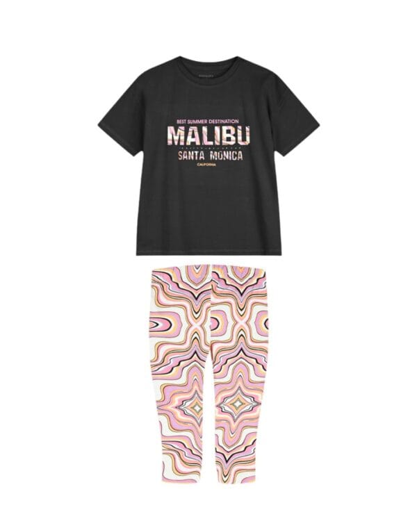 Παιδικό σετ ανθρακί-εμπριμέ με κολάν capri Malibu