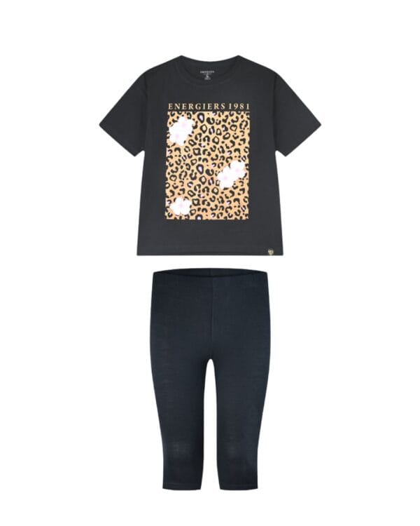 Παιδικό σετ μαύρο-λεοπάρ με κολάν capri
