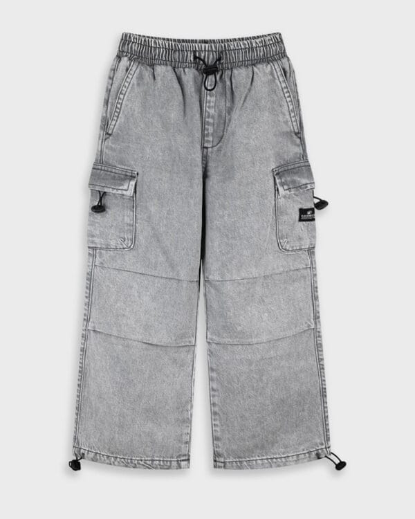 Παιδικό σετ λευκό-γκρι τζιν με λάστιχο στο τελείωμα - Image 4