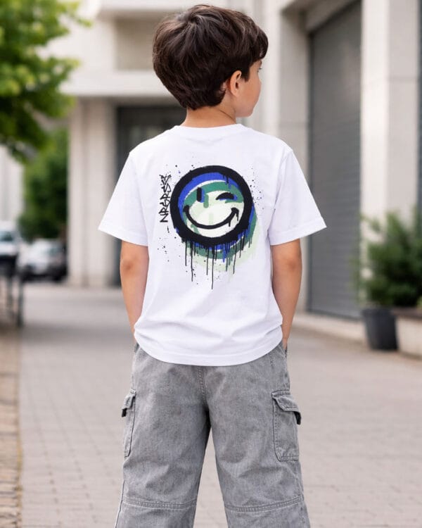 Παιδικό σετ λευκό-γκρι τζιν με λάστιχο στο τελείωμα - Image 3