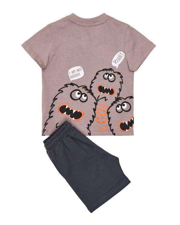 Παιδικό σετ γκρι-ανθρακί με σορτς Monsters - Image 3