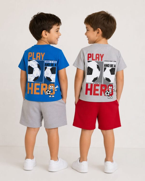 Παιδικό σετ γκρι-κόκκινο με σορτς Ποδόσφαιρο - Image 2
