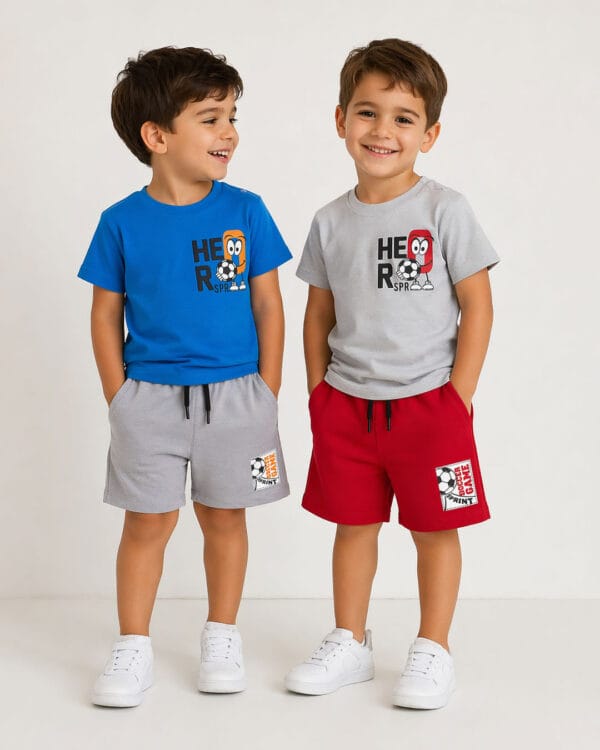 Παιδικό σετ γκρι-κόκκινο με σορτς Ποδόσφαιρο - Image 3
