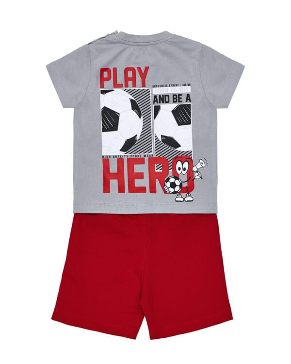 Παιδικό σετ γκρι-κόκκινο με σορτς Ποδόσφαιρο - Image 5