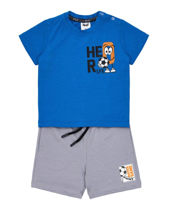 Παιδικό σετ μπλε-γκρι με σορτς Ποδόσφαιρο