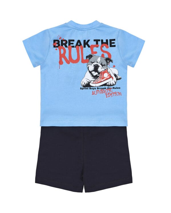 Παιδικό σετ γαλάζιο-ανθρακί με σορτς Rules limits - Image 5