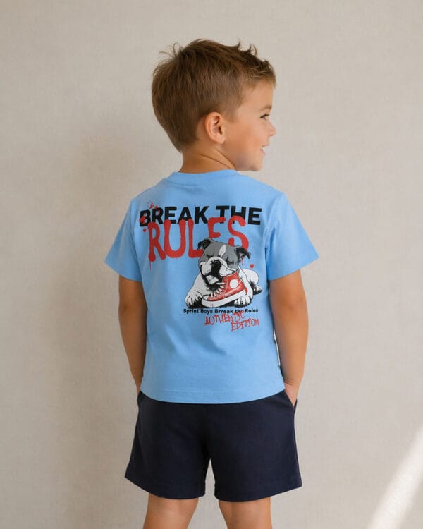 Παιδικό σετ γαλάζιο-ανθρακί με σορτς Rules limits - Image 2