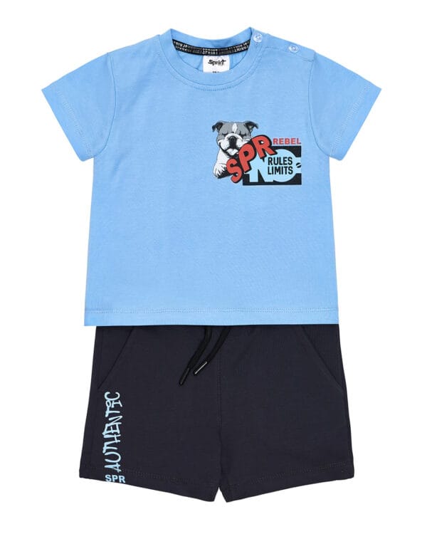 Παιδικό σετ γαλάζιο-ανθρακί με σορτς Rules limits