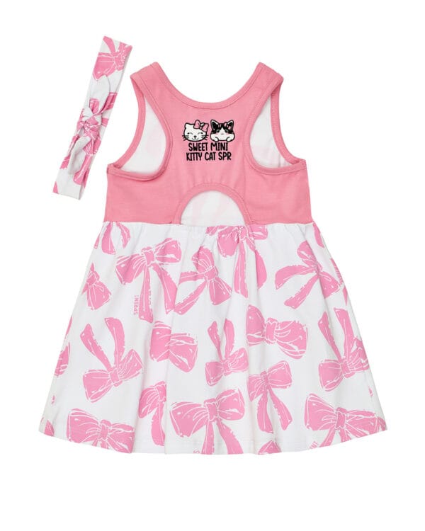 Παιδικό φόρεμα λευκό-ροζ με κορδέλα μαλλιών Φιογκάκια - Image 7